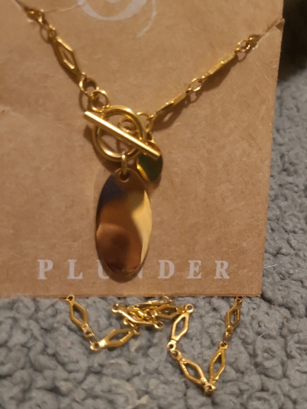 Plunder Gold Oval Toggle Pendant Necklace - Women's Jewelry - Picture 2 of 3